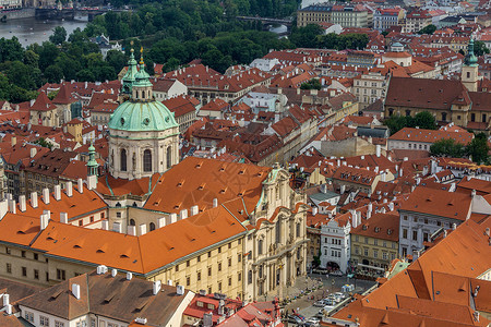 俯拍捷克布拉格老城城市风光图片
