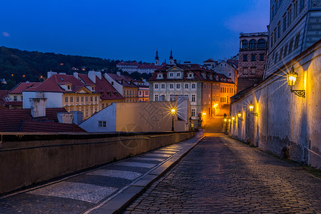 捷克布拉格旅游景区布拉格城堡夜景背景图片