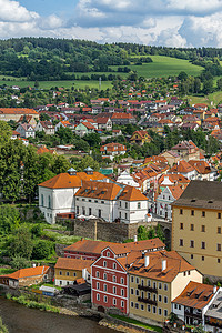 欧洲中世纪小镇克鲁姆鲁夫CK小镇风光背景图片