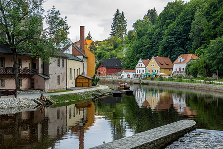 欧洲最美中世纪小镇CK克鲁姆鲁夫背景图片