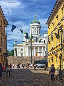 芬兰赫尔辛基著名景点白色大教堂高清图片