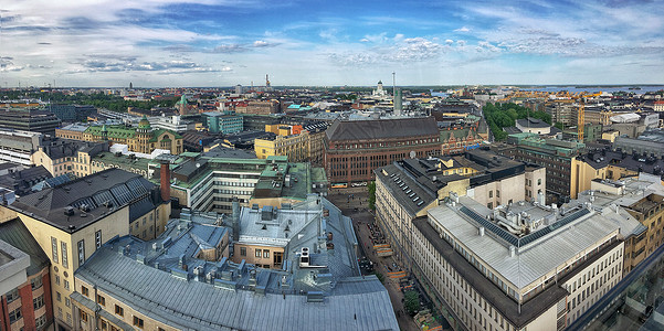 芬兰赫尔辛基城市风光全景图背景图片