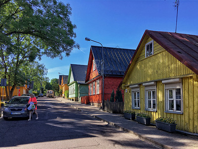 欧洲立陶宛乡村彩色房屋高清图片