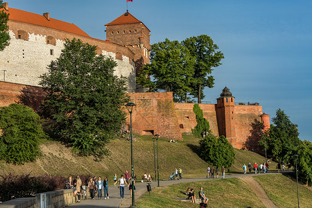 皇家庭院波兰克拉科夫著名旅游景点瓦维尔皇家城堡背景