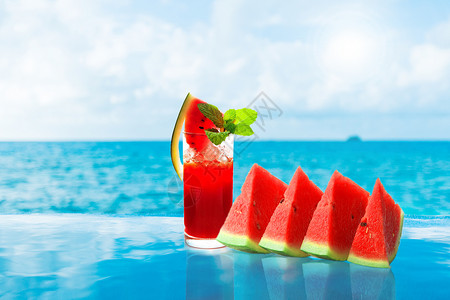 一杯西瓜汁清凉夏日水果果汁设计图片