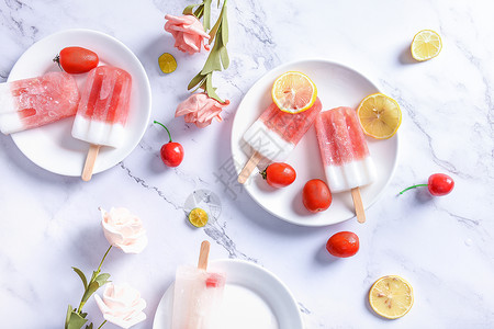 夏日水果冰淇淋水果牛奶冰棍背景