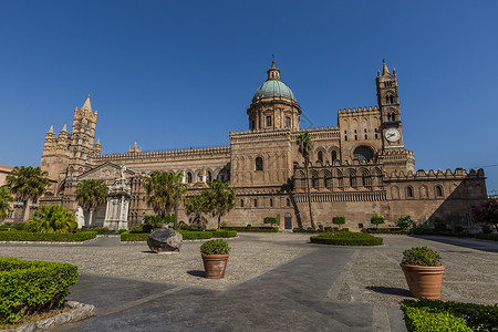 意大利西西里岛首府巴勒莫主教座堂高清图片