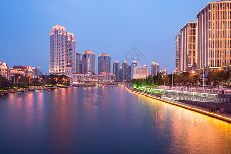 天津海河夜景无人高清图片素材