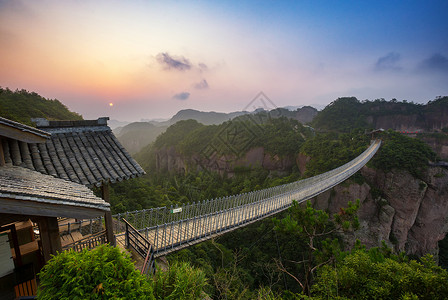 浙江省台州市仙居白塔镇神仙居铁索桥背景图片