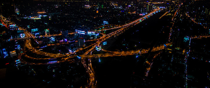 曼谷市中心夜景景色背景图片