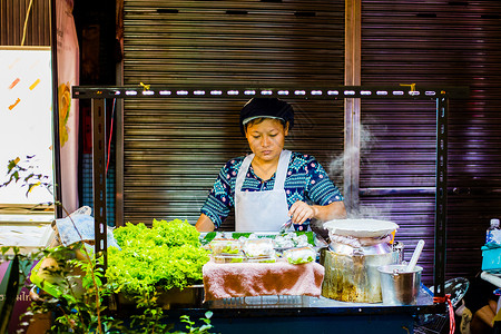 曼谷唐人街街头小吃背景