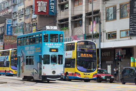 香港街头叮叮车背景图片