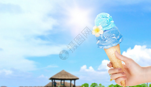 夏天女孩抱雪糕冰棍冷饮设计图片