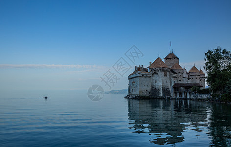 瑞士城堡瑞士日内瓦湖上的西墉城堡背景