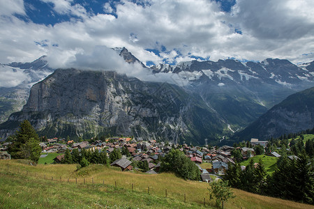 瑞士著名的旅游目的地米伦小镇风光背景