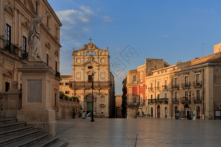 意大利风格建筑意大利西西里岛锡拉库萨大教堂背景