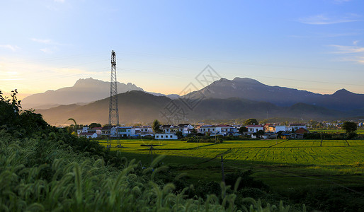 西南田园晚景背景