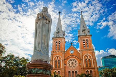 越南大教堂越南法棍高清图片