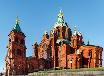 芬兰赫尔辛基风景芬兰赫尔辛基乌斯别斯基东正教堂背景