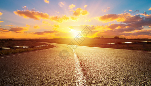 自然美夕阳公路背景设计图片