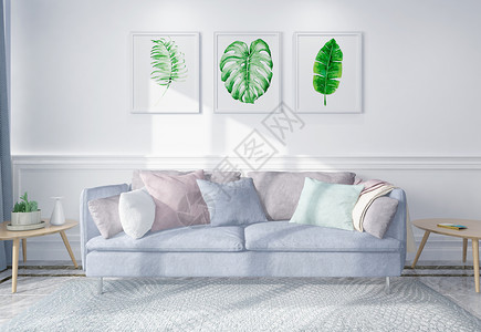 沙发凳现代简洁风家居陈列室内设计效果图背景