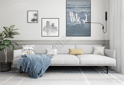 室内沙发背景现代简洁风家居陈列室内设计效果图背景