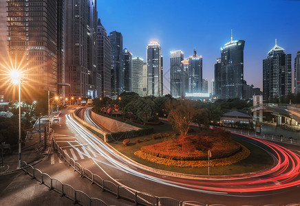 上海夜色璀璨车轨高清图片素材