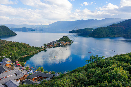 最美泸沽湖云南丽江泸沽湖背景