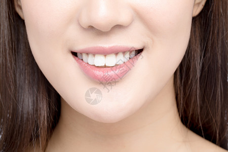 整形美肌女性牙齿展示背景