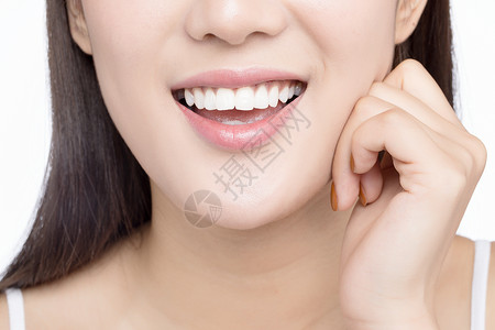 整形美肌女性牙齿展示背景
