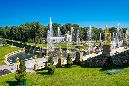 凡尔赛宫殿俄罗斯圣彼得堡夏宫背景