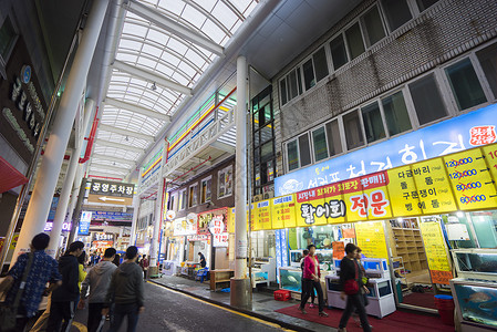 海鲜标志韩国首尔传统市场背景
