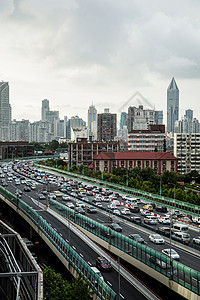 傍晚的高架交通繁忙高楼大厦高清图片素材