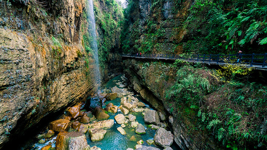 湖北旅行湖北恩施大峡谷景区云龙河地缝背景