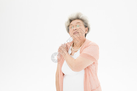 老年奶奶肩膀疼背景图片