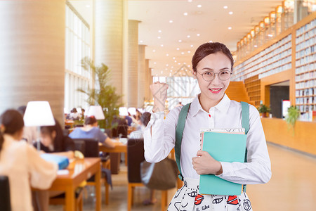 女生看书学习图书馆学习设计图片