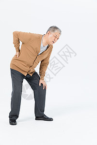 老人腰被疼痛老年男性腰疼形象背景