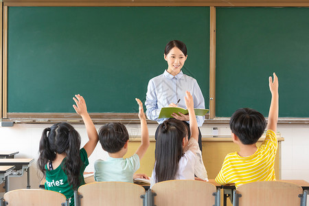 孩子们学习孩子们举手回答问题背景