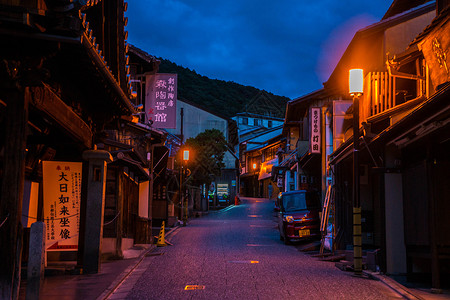 日本京都清水寺清水坂夜景高清图片