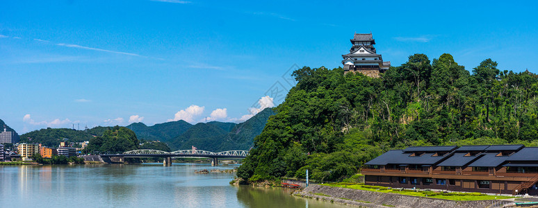 日本犬山市犬山城天守阁背景图片