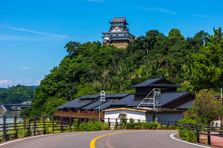 日本犬山市犬山城天守阁旅游高清图片素材