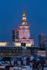 波兰首都华沙建筑风光夜景图片