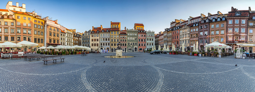 波兰华沙旅游景点华沙老城全景图高清图片