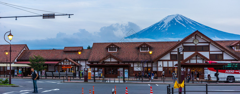 河口湖和富士山日本河口湖站背景