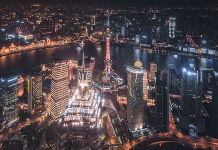 魔都上海夜色建筑背景高清图片素材