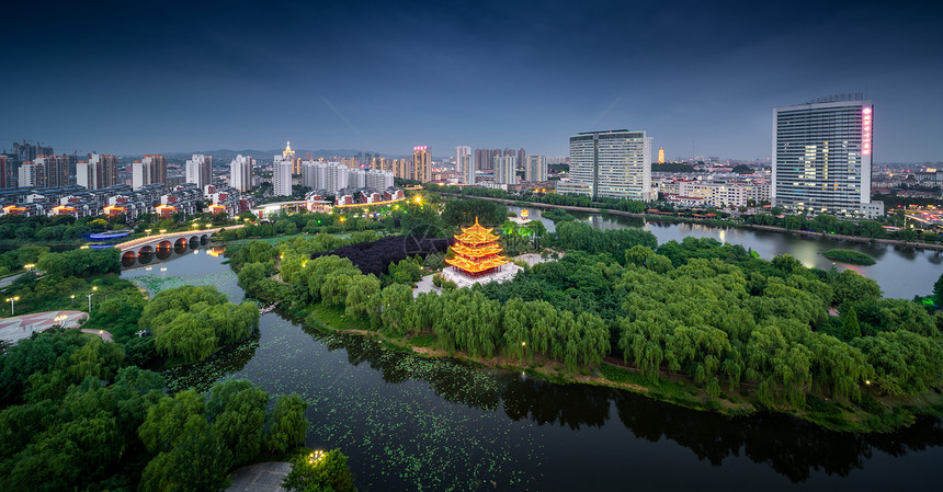 沂蒙邻水生态小城沂水城市湿地鸟瞰景观