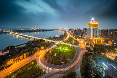 沂蒙邻水生态小城沂水夜景跑道高清图片素材