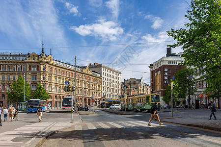 芬兰城市欧洲芬兰首都赫尔辛基城市旅游风光背景