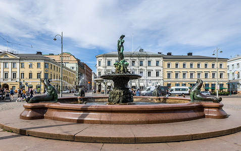 芬兰赫尔辛基著名旅游景点波罗的海女儿喷泉高清图片