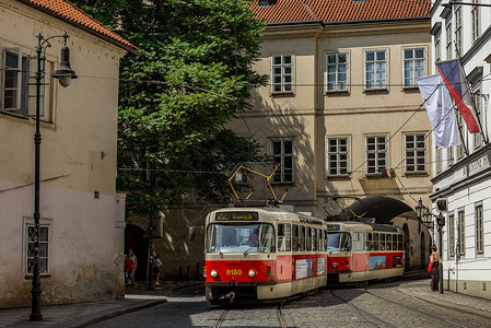 捷克布拉格城市旅游有轨电车高清图片